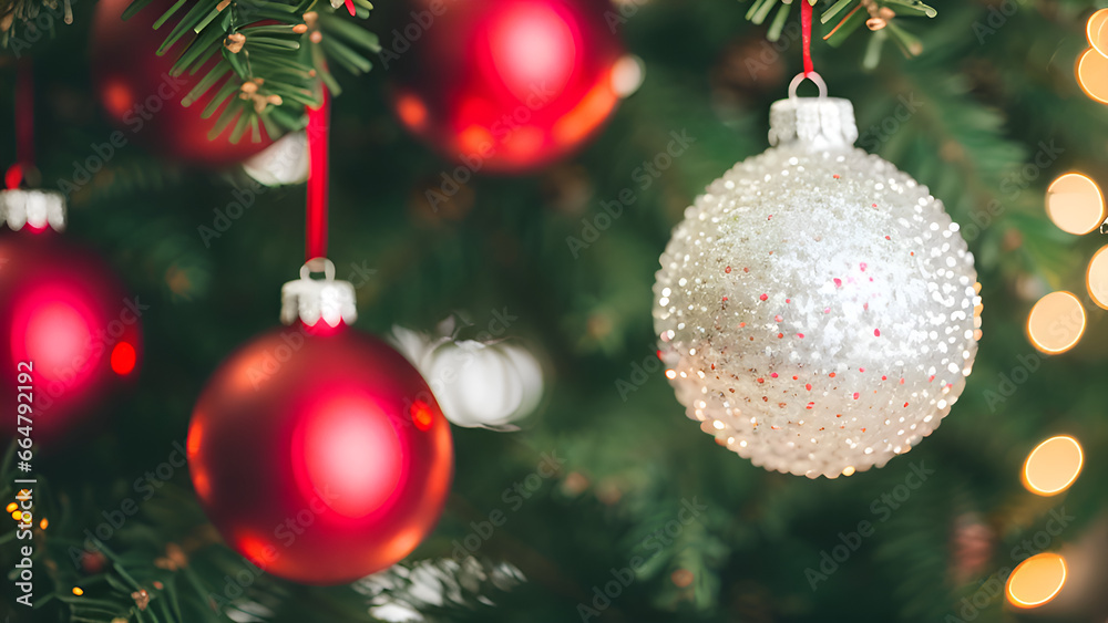 Fototapeta premium Hanged Christmas globes