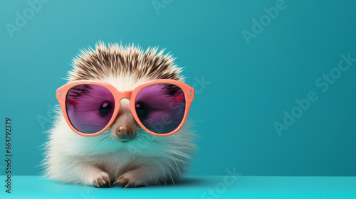 Porcupine in sunglasses. Creative animal concept © standret