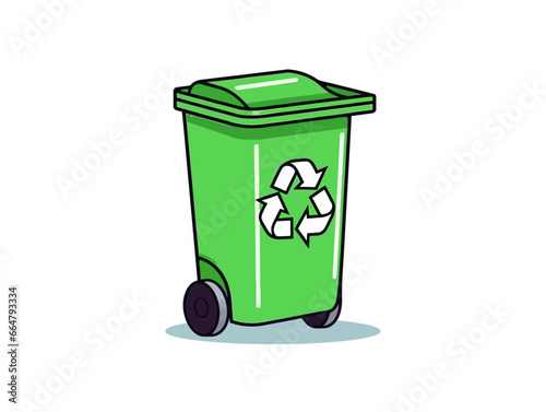 Doodle Recycling bin with metal, cartoon sticker, sketch, vector, Illustration, minimalistic