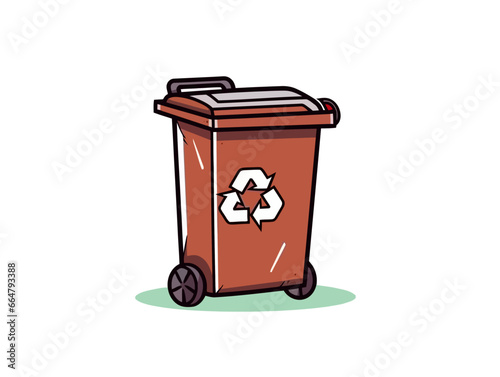 Doodle Recycling bin with metal, cartoon sticker, sketch, vector, Illustration, minimalistic