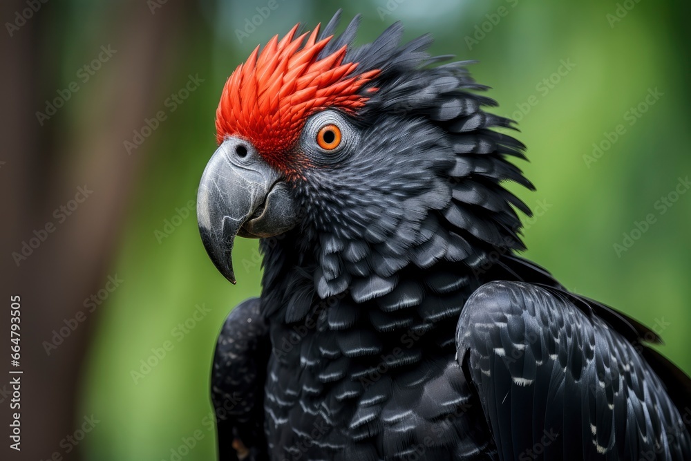 Fototapeta premium A Beautful Red Tailed Black Cockatoo.