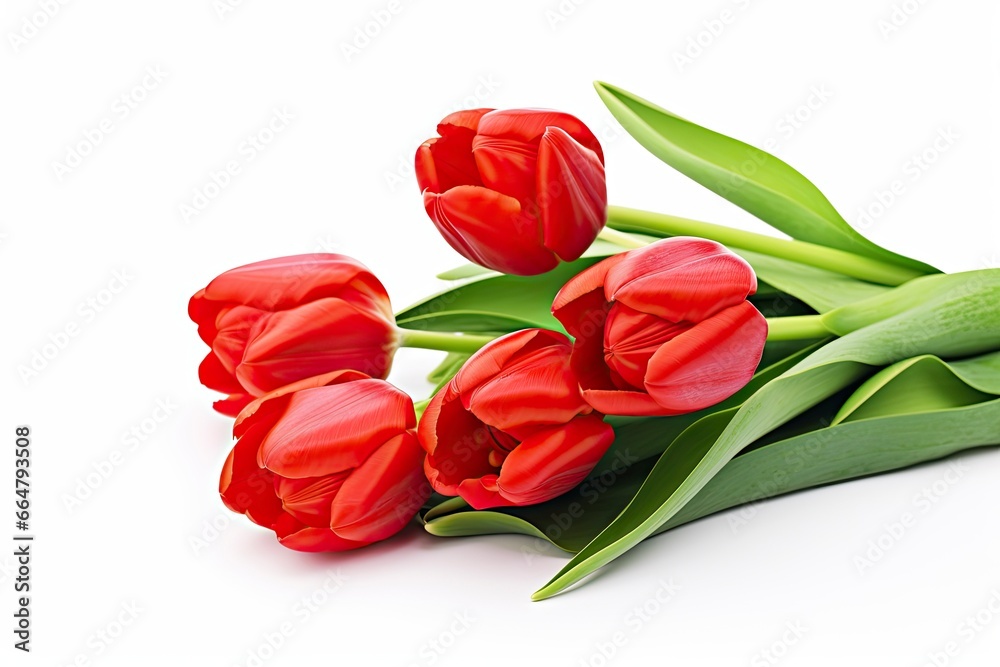 Red tulips isolated on white background. Red tulips isolated on white background.