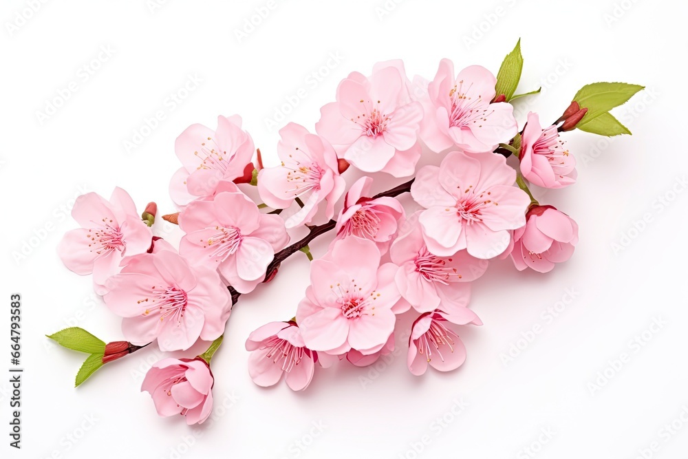 Sakura flowers isolated on white background.