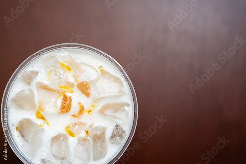 Iced latte in a cup