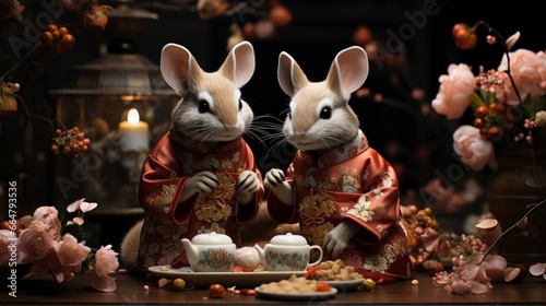 Chinese New Year Celebration With Rabbit , Happy New Year Background, Hd Background © Pic Hub