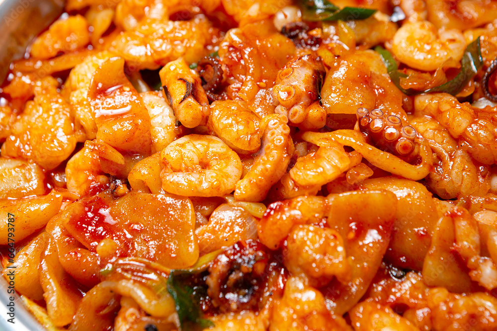 Spicy stir-fried octopus, Korean food Spicy stir-fried octopus, Korean food
