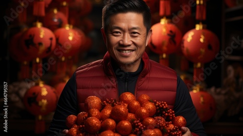Happy Chinese New Year Asian Man Holding Chinese New, Happy New Year Background, Hd Background