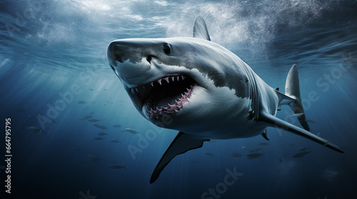 The fierce shark is a predator of the sea.