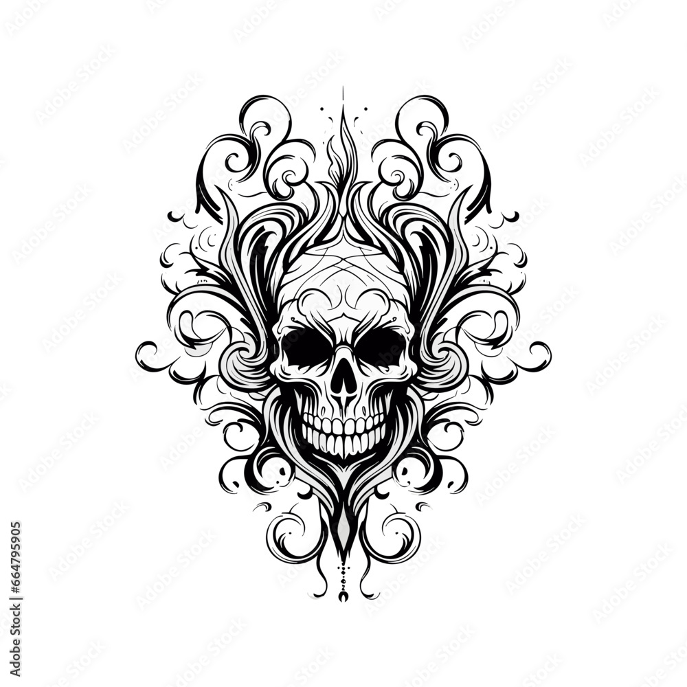 Artistic vector of a skull illustration. Suitable for tattoo, design, and logo. Artistic vector of a skull illustration. Suitable for tattoo, design, and logo.