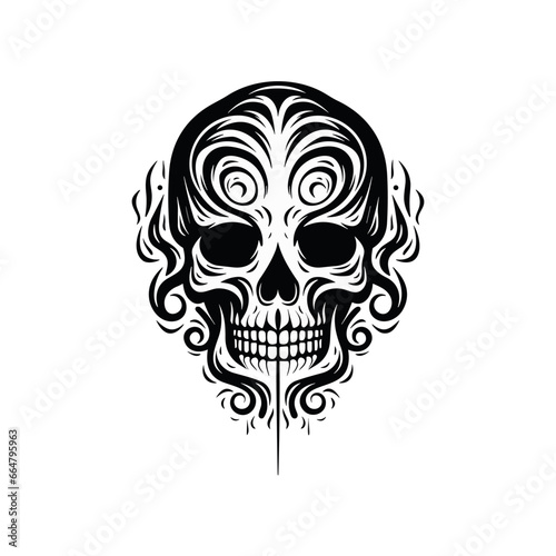 Artistic vector of a skull illustration. Suitable for tattoo  design  and logo.