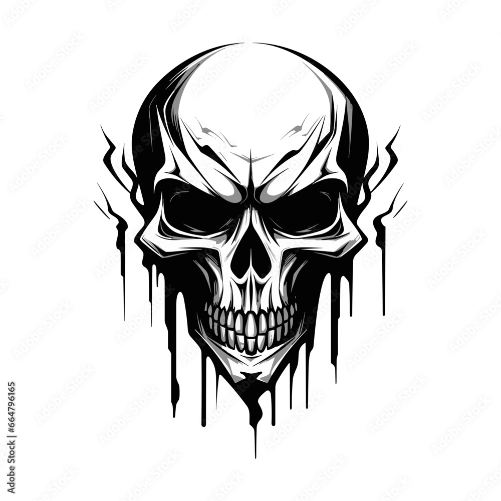 Artistic vector of a skull illustration. Suitable for tattoo, design, and logo.