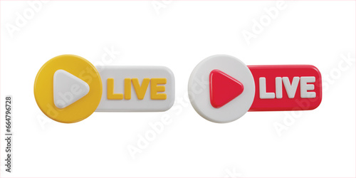3d live streaming icon set