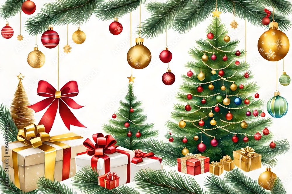 christmas tree with gifts and decorations christmas tree with gifts and decorations
