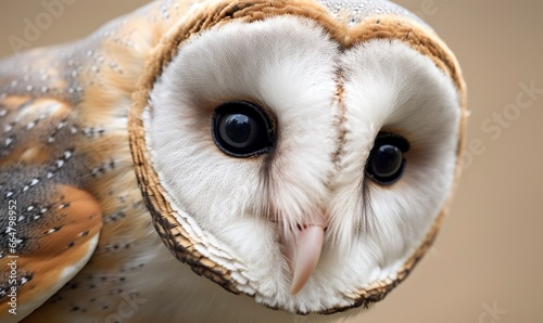 Tyto alba head, a common barn owl. close up. © Mehdi