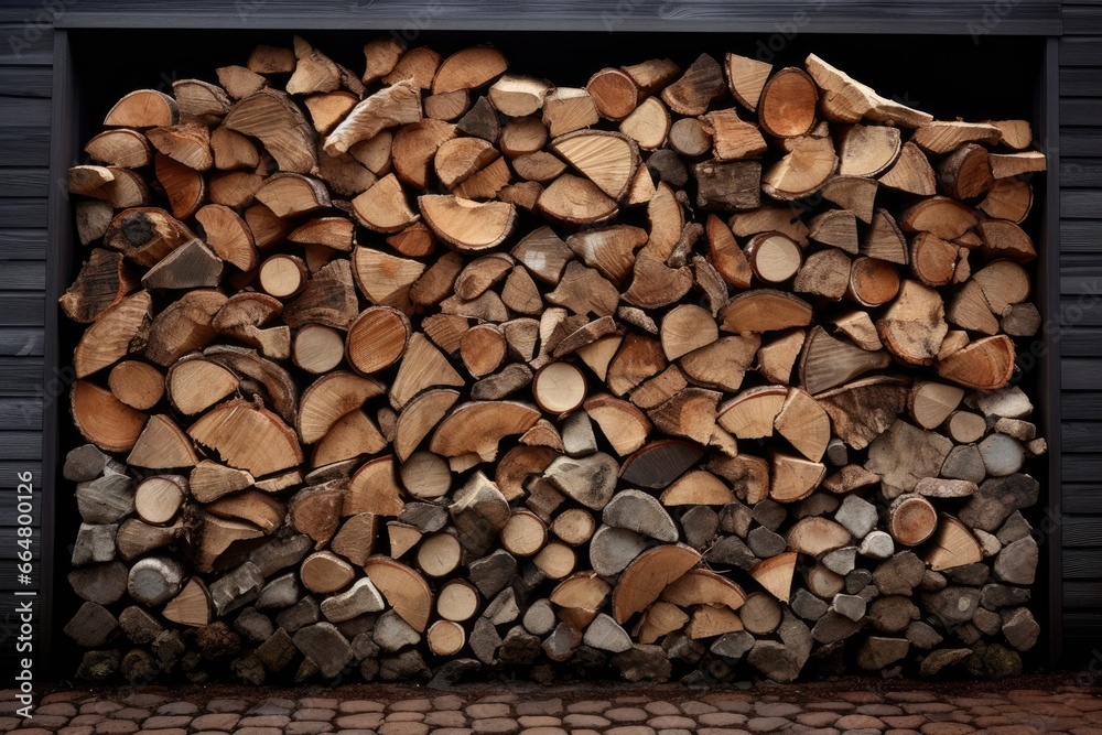 Pile of chopped Firewood stack, ai generative Pile of chopped Firewood stack, ai generative