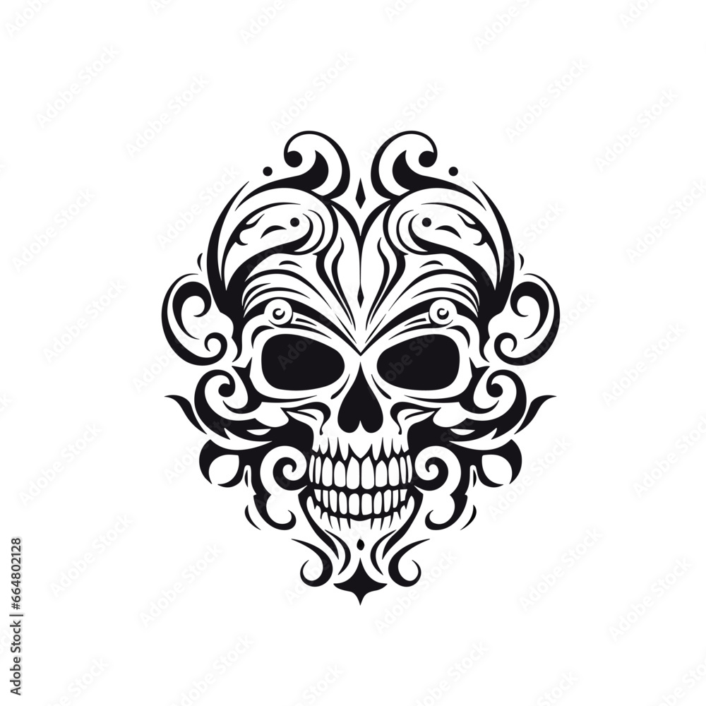Artistic vector of a skull illustration. Suitable for tattoo, design, and logo. Artistic vector of a skull illustration. Suitable for tattoo, design, and logo.