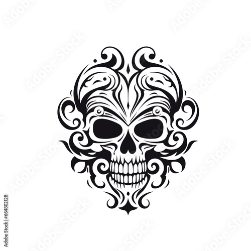 Artistic vector of a skull illustration. Suitable for tattoo  design  and logo. 
