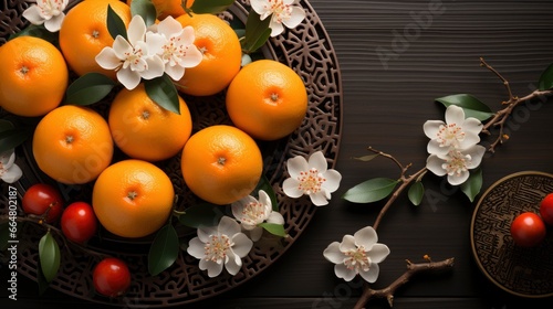 Flat Lay New Year Chinese Oranges  Happy New Year Background  Hd Background