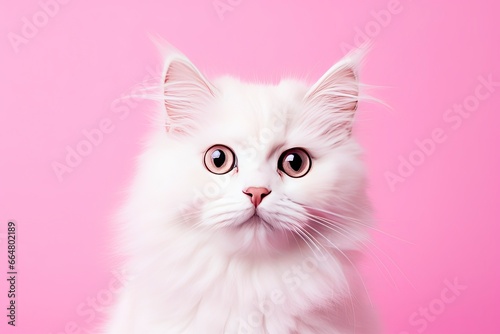 Pink colored cat on Pink Background.