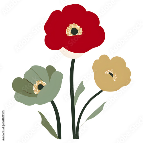 Coral florals clip arts isolated on background, generative AI