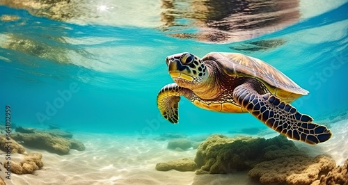 Photo of Sea turtle in the Galapagos island. © Mehdi