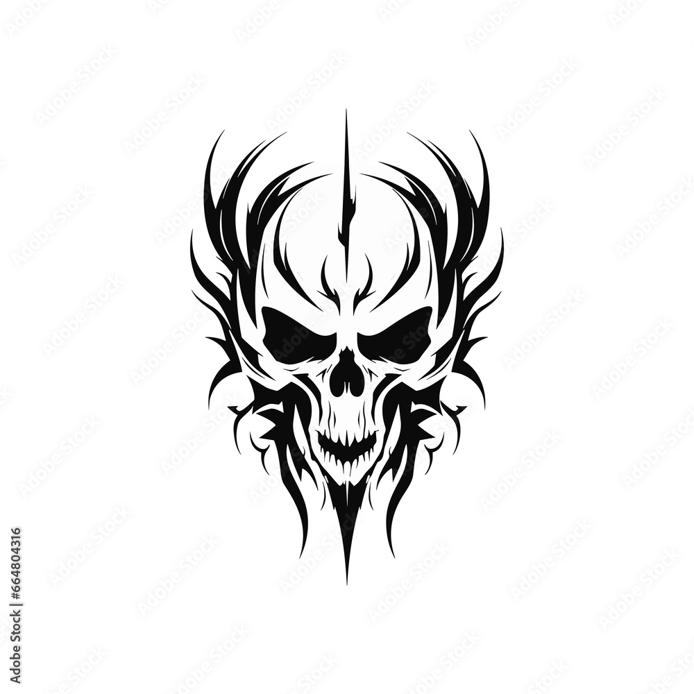 Fototapeta premium Artistic vector of a skull illustration. Suitable for tattoo, design, and logo.