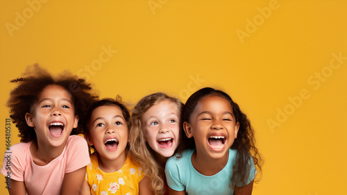 Children's portrait on orange background
