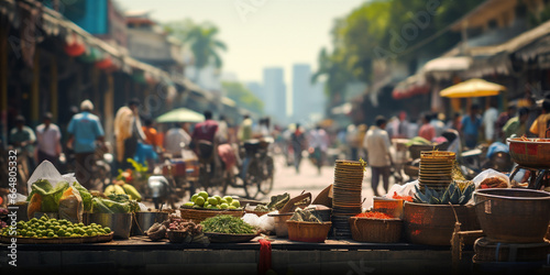 A busy street market photo
