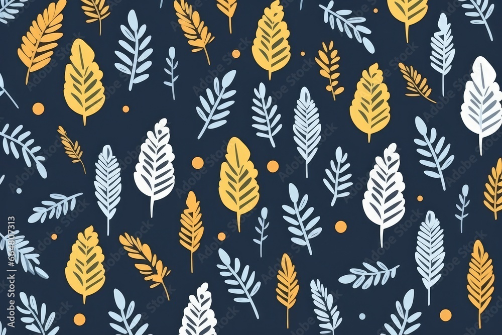 Orange, yellow and golden leaves on a plant branch on dark blue background. Orange, yellow and golden leaves on a plant branch on dark blue background.