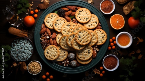 Flat Lay Crackers New Year Celebration, Happy New Year Background, Hd Background