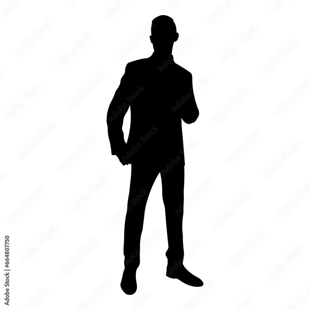 Business man.Vector silhouette of standing man in suit isolated on white background. Business man.Vector silhouette of standing man in suit isolated on white background.
