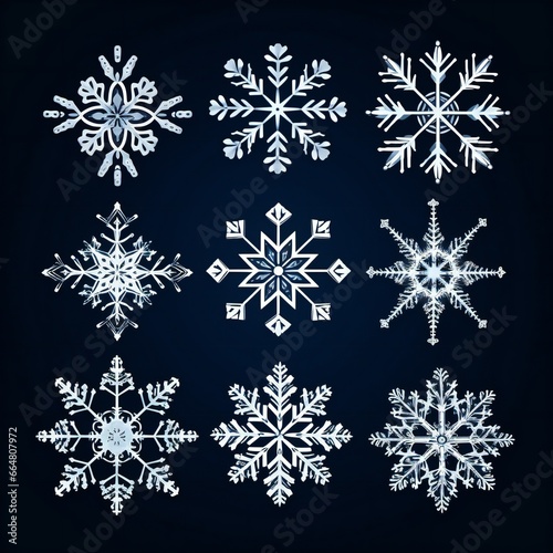 snowflakes set for Christmas design.