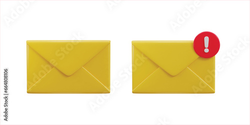 yellow shine email envelope 3d vector icon