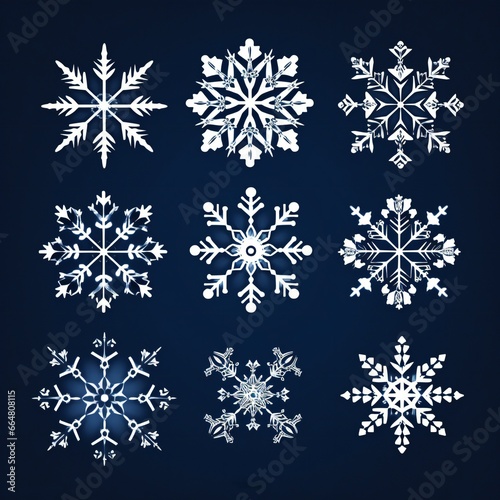 snowflakes set for Christmas design.