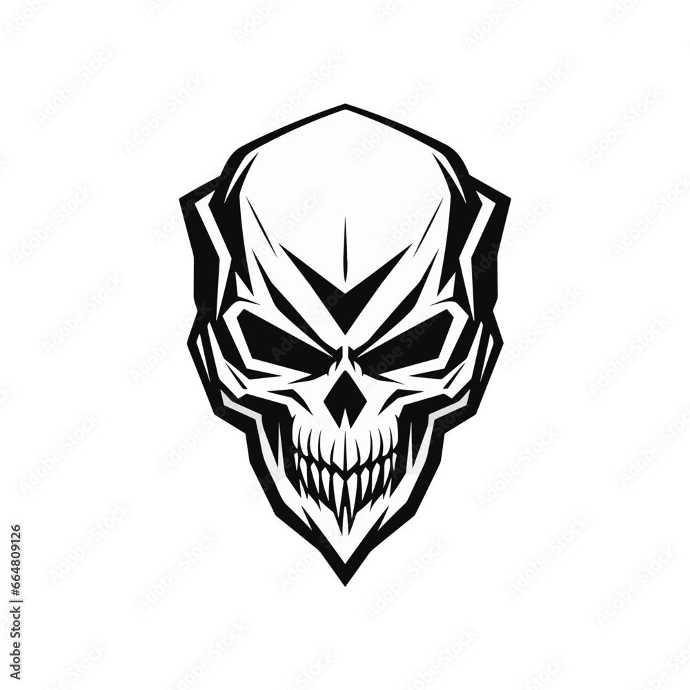 Obraz premium Artistic vector of a skull illustration. Suitable for tattoo, design, and logo.