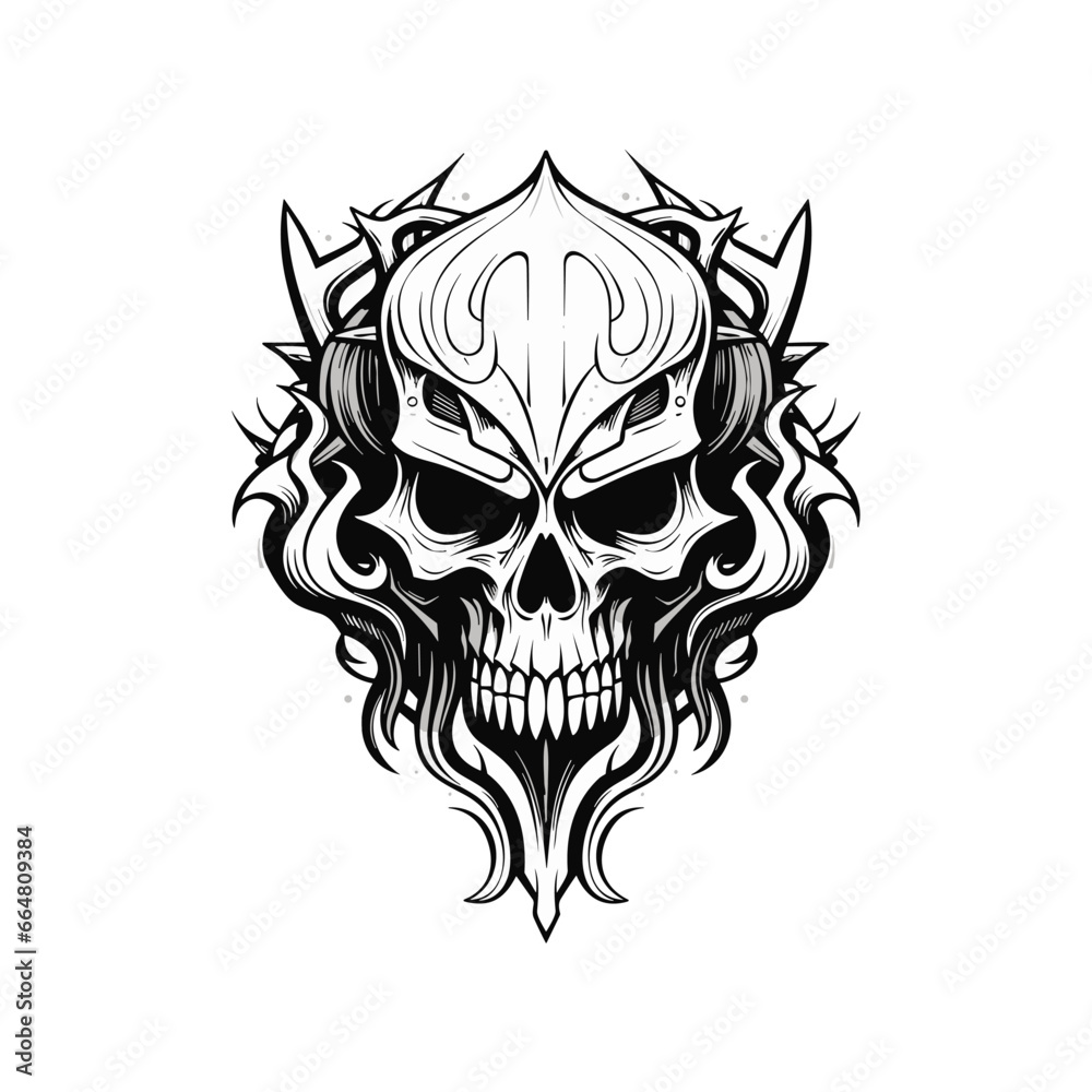 Artistic vector of a skull illustration. Suitable for tattoo, design, and logo. Artistic vector of a skull illustration. Suitable for tattoo, design, and logo.