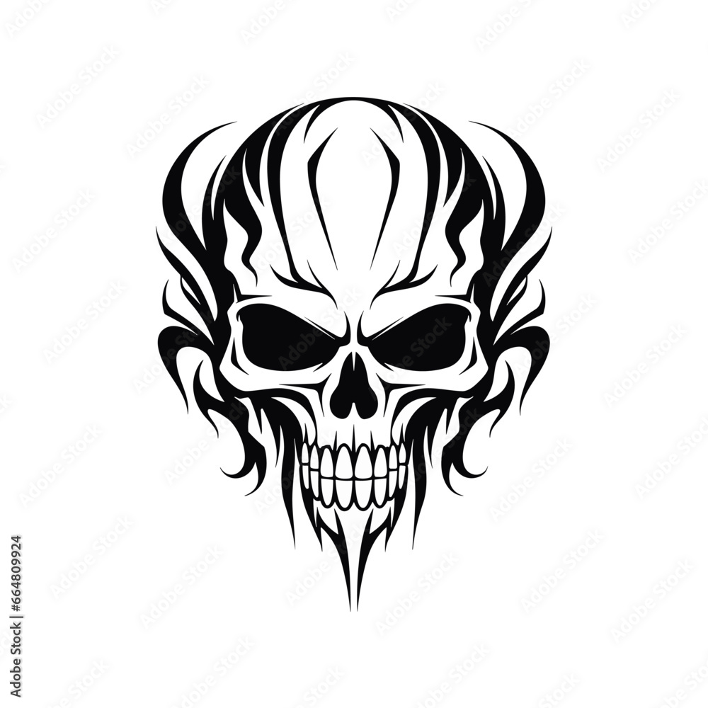 Artistic vector of a skull illustration. Suitable for tattoo, design, and logo.