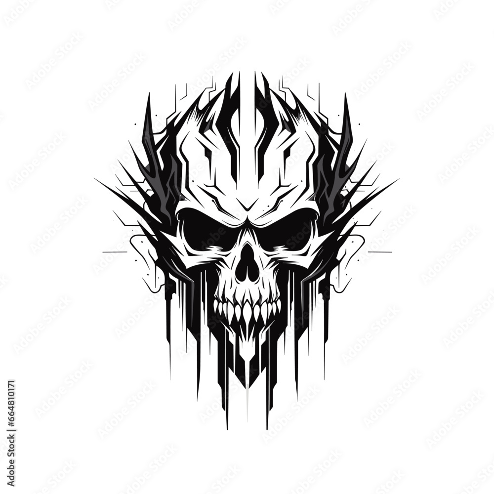 Obraz premium Artistic vector of a skull illustration. Suitable for tattoo, design, and logo.