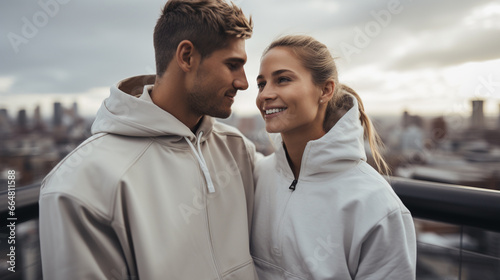 couple in beige jackets