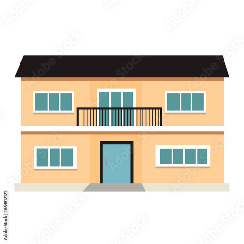 Boarding house vector illustration, kos-kosan or rumah kost, terraced house in flat design style