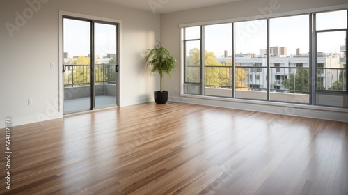 Empty real estate staging room, Upscale apartment with no furniture. © visoot