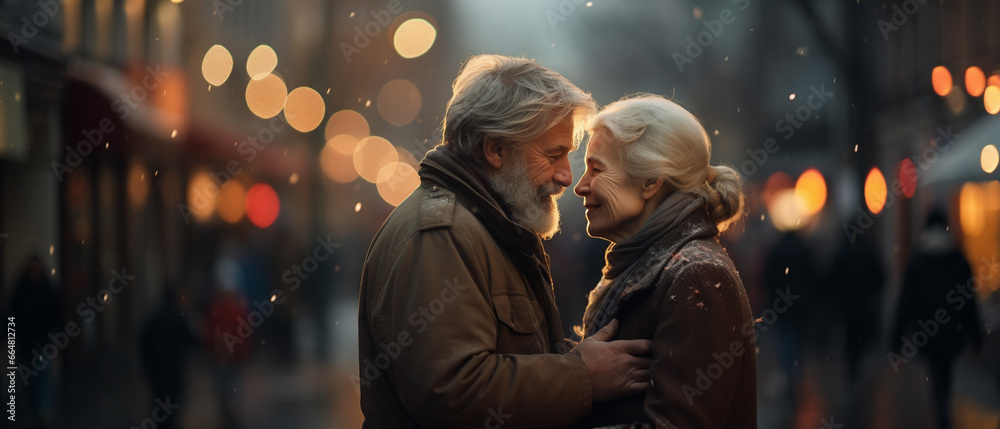 elderly couple on a winter date