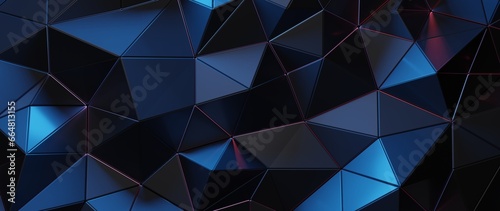 3d rendering of abstract triangle grid with leaked glow light. For technology product, software, mechanical background
