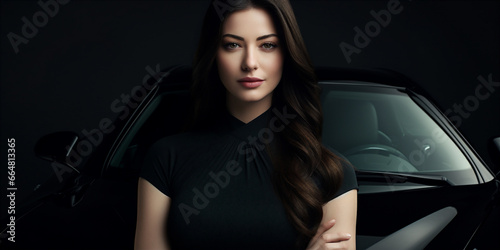 portrait of a woman standing in front of a car