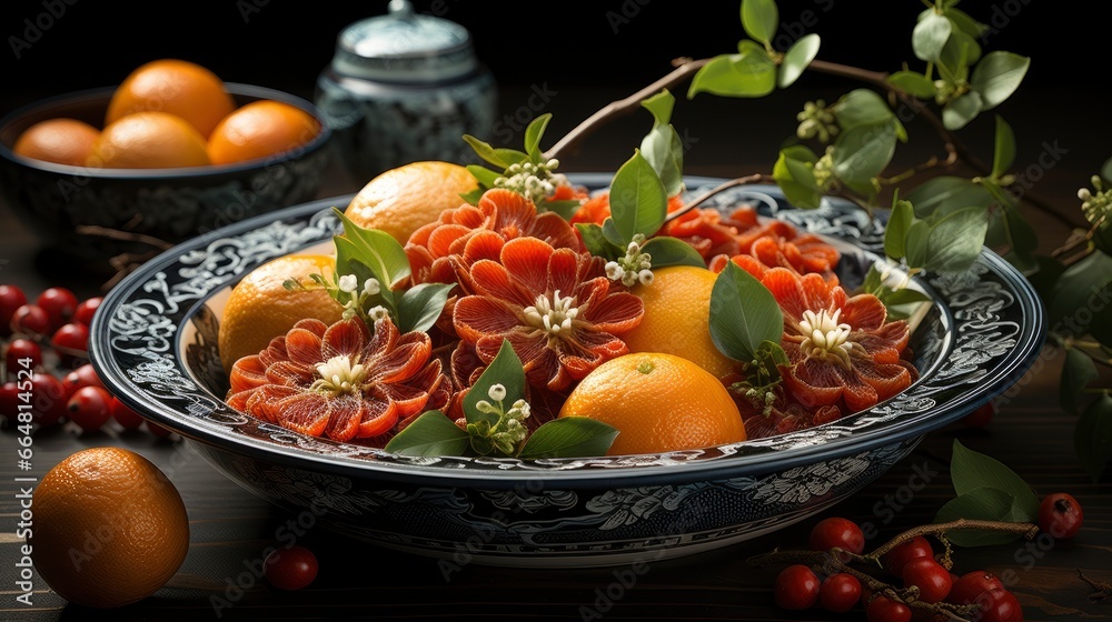 Chinese New Year With Mandarines, Happy New Year Background, Hd Background