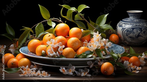 Chinese New Year With Mandarines, Happy New Year Background, Hd Background