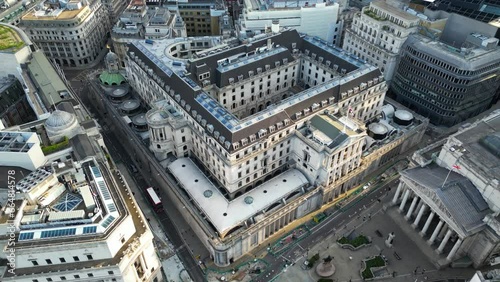 Drone view of The Bank of England, London, England, United Kingdom photo