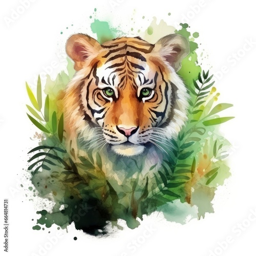 Watercolor Tiger for kids.