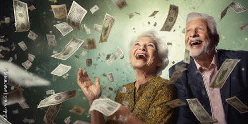 Winning The Lottery. Smiling elderly American woman photo