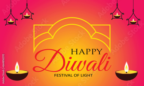 Diwali decorative banner design. Vector Illustration